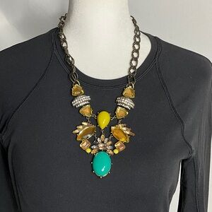 Elegant Yellow and Turquoise Statement Necklace